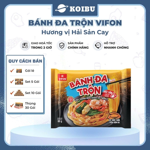 VIFON - Bánh đa trộn Vifon hương vị hải sản cay, bánh đa trộn hải sản cay Vifon, bánh đa ăn liền - 60g/gói - 00879