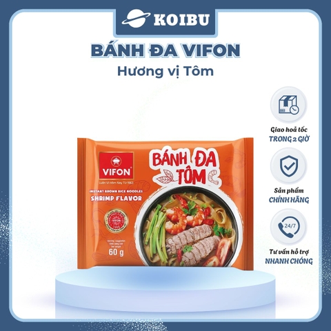 VIFON - Bánh đa Vifon hương vị Tôm, bánh đa tôm Vifon, bánh đa Vifon vị tôm, bánh đa Vifon ăn liền - 60g/gói - 00138