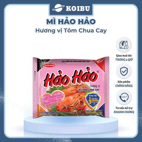 ACECOOK - Mì Hảo Hảo hương vị Tôm chua cay - Mì ăn liền Hảo Hảo tôm chua cay - 75g/gói - 00005