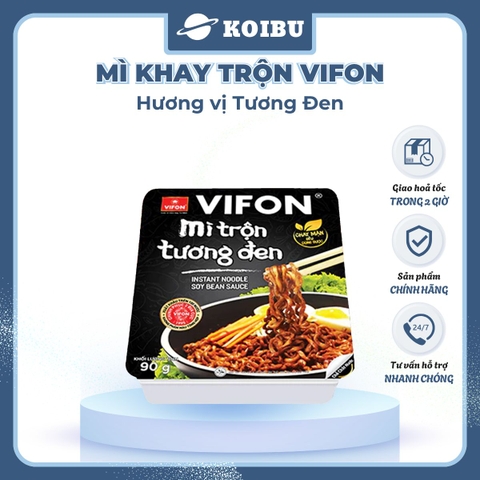 VIFON - Mì khay trộn Vifon hương vị Tương đen (có gói xốt Tương đen), Mì xào tương đen Vifon khay - 90g/khay - 00240