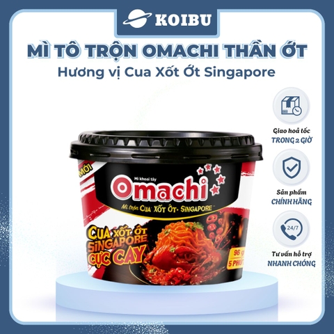MASAN - Mì tô trộn Omachi Thần Ớt hương vị Cua xốt ớt Singapore, mì Omachi tô trộn cua xốt ớt Singapore - 96g/tô - 00808