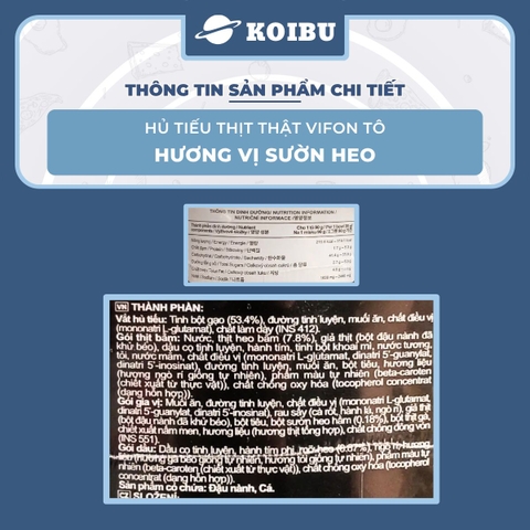 VIFON - Hủ tiếu thịt thật tô Vifon Sườn heo, Hủ tiếu sườn heo thịt thật Vifon tô hủ tiếu ăn liền - 90g/tô - 00415
