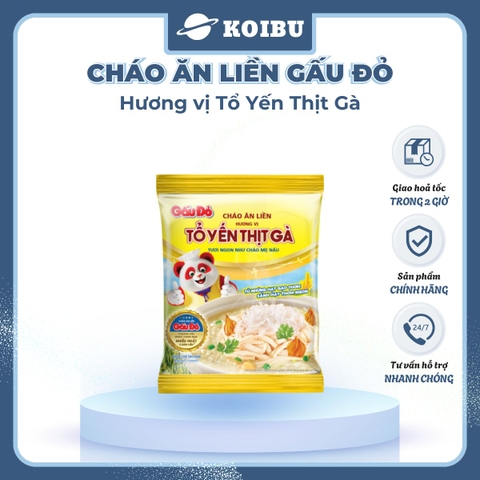 ASIAFOODS - Cháo ăn liền Gấu đỏ hương vị Tổ yến thịt gà, Cháo tổ yến Gấu đỏ thịt gà, Cháo yến Gấu Đỏ - 50g/gói - 00342