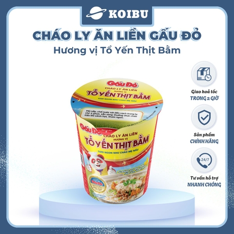 ASIAFOODS - Cháo ly tổ yến Gấu Đỏ hương vị thịt bằm, Cháo tổ yến thịt bằm Gấu Đỏ ly, Cháo yến Gấu Đỏ - 50g/ly - 00445