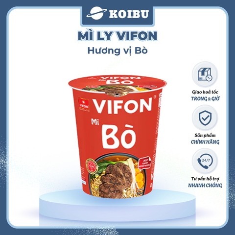 VIFON - Mì ly Vifon hương vị Bò - Mì ly ăn liền vị Bò Vifon, Vifon mì ly hương vị Bò 60g - 60g/ly - 00228