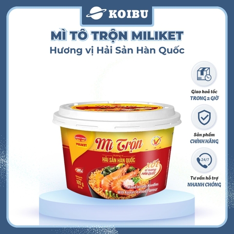 COLUSA - Mì tô trộn Miliket hương vị Hải sản Hàn Quốc, Mì trộn Miliket Hải sản Hàn Quốc, Mì Miliket - 105g/tô - 00565