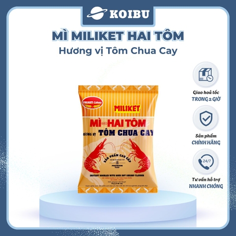COLUSA - Mì giấy Miliket Hai Tôm gói vị Tôm chua cay, Mì tôm hiệu Hai Tôm Miliket hiệu 2 Tôm Colusa - 70g/gói - 00097