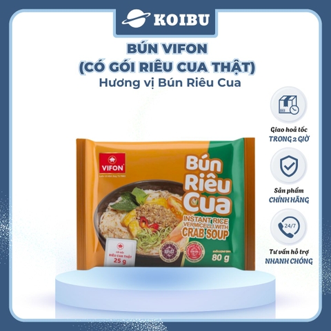 VIFON - Bún Vifon hương vị Bún riêu cua (có cua thật), Bún riêu Vifon, Vifon bún riêu cua Vifon - 80g/gói - 00143