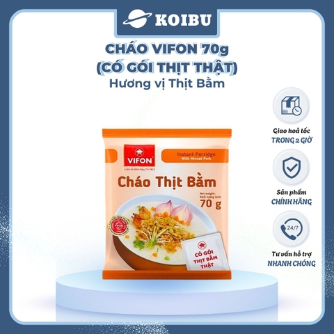 VIFON - Cháo Vifon 70g hương vị Thịt bằm (có gói thịt bằm thật), Vifon Cháo thịt bằm Vifon ăn liền - 70g/gói - 00154