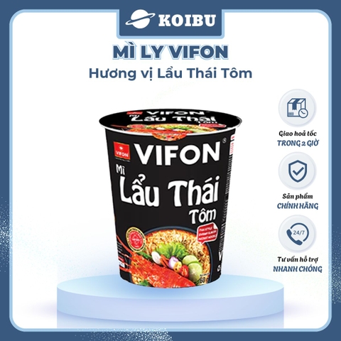 VIFON - Mì ly Vifon hương vị Lẩu Thái Tôm - Mì lẩu Thái Tôm ly ăn liền, Mì Vifon ly vị lẩu Thái Tôm - 60g/ly - 00232