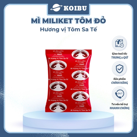 COLUSA - Mì Miliket Tôm Đỏ gói vị Tôm sa tế, Mì tôm sa tế Tôm Đỏ Miliket, Mì giấy Miliket Colusa - 80g/gói - 00093