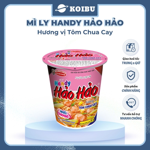 ACECOOK - Mì ly Handy Hảo Hảo hương vị Tôm chua cay, Mì ly Hảo Hảo tôm chua cay, Mì tôm chua cay ăn liền - 67g/ly - 00017