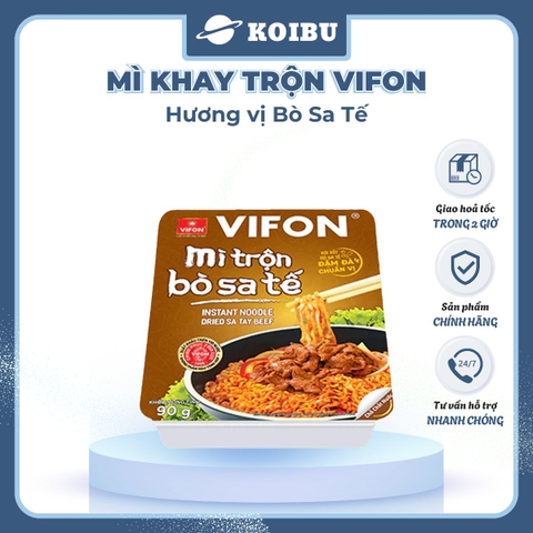 VIFON - Mì khay trộn Vifon hương vị Bò sa tế (có gói xốt Bò sa tế), Mì xào bò sa tế Vifon khay - 90g/khay - 00241