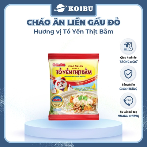 ASIAFOODS - Cháo ăn liền Gấu đỏ hương vị Tổ yến thịt bằm, Cháo tổ yến Gấu đỏ thịt bằm, Cháo yến Gấu Đỏ - 50g/gói - 00341