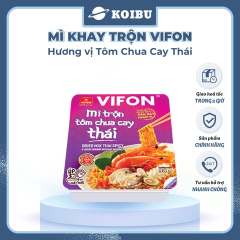 VIFON - Mì khay trộn Vifon hương vị Tôm chua cay Thái, Vifon Mì trộn Tôm chua cay Thái Vifon - 90g/khay - 00481