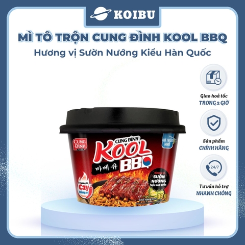 AFOTECH - Mì TÔ trộn Cung Đình Kool hương vị BBQ sườn nướng kiểu Hàn Quốc - Tô Cung Đình Kool BQQ sườn nướng kiểu Hàn Quốc - Cung Đình Kool Tô Mì ăn liền Micoem - 105g/tô - 00322