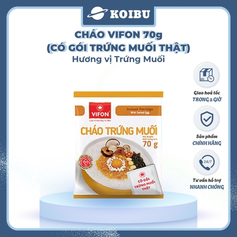 VIFON - Cháo Vifon 70g hương vị Trứng muối (có gói trứng muối thật), Vifon Cháo trứng muối Vifon - 70g/gói - 00157