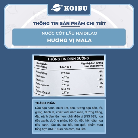 HAIDILAO - Nước cốt lẩu vị Mala Haidilao, nước cốt lẩu Mala cay tê Tứ Xuyên, nước cốt lẩu dầu cay Mala - 220g/gói - 00888