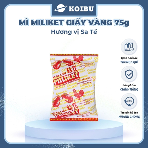 COLUSA - Mì Miliket giấy vàng gói 75g hương vị Sa tế, Mì giấy Miliket sate, Mì gói giấy vàng sa tế Miliket - 75g/gói - 00091