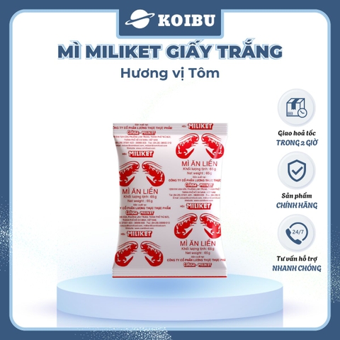 COLUSA - Mì Miliket gói giấy trắng hương vị Tôm, Mì tôm gói giấy trắng Miliket, Mì giấy Miliket - 65g/gói - 00088