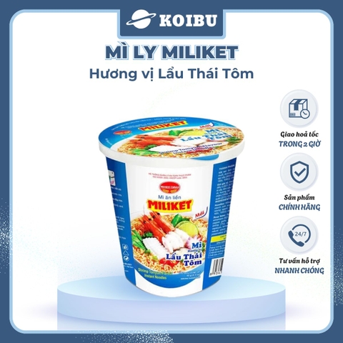 COLUSA - Mì ly Miliket hương vị Lẩu Thái Tôm, Mì Miliket ly Lẩu Thái Tôm, Mì lẩu thái tôm ly Miliket - 65g/ly - 00079