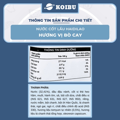 HAIDILAO - Nước cốt lẩu Haidilao vị bò cay, nước cốt lẩu bò cay Haidilao lẩu Trùng Khánh Haidilao - 150g/gói - 00884