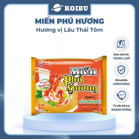 ACECOOK - Miến Phú Hương hương vị Lẩu Thái Tôm Miến Phú Hương Lẩu Thái Tôm, Miến Lẩu Thái Phú Hương - Miến ăn liền Acecook - 60g/gói - 00065