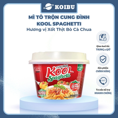 AFOTECH - Mì TÔ trộn Cung Đình Kool Spaghetti hương vị xốt cà chua bò bằm - Tô Cung Đình Kool spaghetti xốt bò bằm - Cung Đình Kool Tô Mì ăn liền Micoem - 105g/tô - 00320