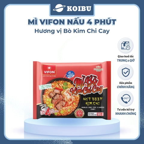 VIFON –  Mì Vifon nấu 4 phút hương vị bò kim chi cay - Mì gói Vifon, Mì nấu vị bò kim chi cay, Mì bò kim chi cay Vifon, Mì nấu 4 phút hương vị bò kim chi cay, Mì Vifon bò kim chi cay nấu 4 phút - 105g/gói - 00219