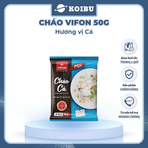 VIFON - Cháo Vifon 50g hương vị Cá, Vifon Cháo cá Vifon Cháo ăn liền Vifon, Cháo Vifon gói nhỏ - 50g/gói - 00150