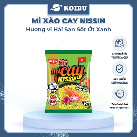 NISSIN - Mì xào cay Nissin hương vị Hải sản sốt ớt xanh, Mì xào hải sản sốt ớt xanh Nissin ăn liền - 72g/gói - 00092