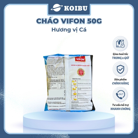 VIFON - Cháo Vifon 50g hương vị Cá, Vifon Cháo cá Vifon Cháo ăn liền Vifon, Cháo Vifon gói nhỏ - 50g/gói - 00150