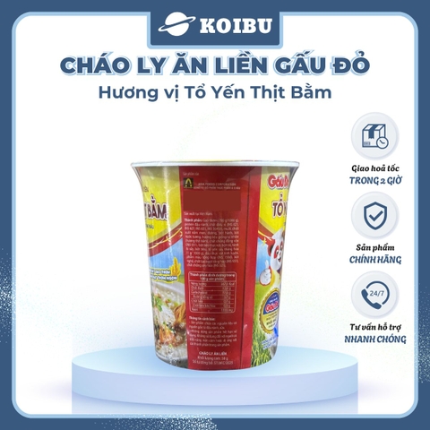 ASIAFOODS - Cháo ly tổ yến Gấu Đỏ hương vị thịt bằm, Cháo tổ yến thịt bằm Gấu Đỏ ly, Cháo yến Gấu Đỏ - 50g/ly - 00445