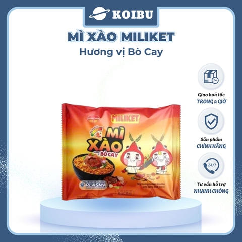 COLUSA - Mì xào Miliket hương vị Bò cay, Miliket Mì xào ăn liền Miliket, Mì trộn Bò cay Miliket