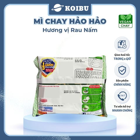 ACECOOK - Mì Hảo Hảo hương vị chay rau nấm - Mì ăn liền Hảo Hảo chay rau nấm - 75g/gói - 00001