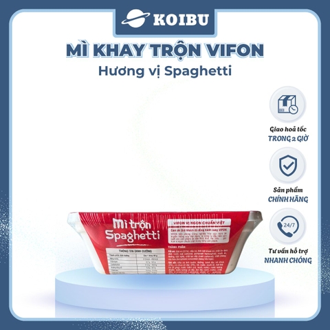 VIFON - Mì khay trộn Vifon hương vị Spaghetti (có gói xốt Saghetti), Mì xào spaghetti Vifon khay - 90g/khay - 00242
