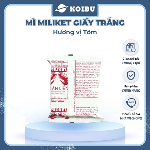 COLUSA - Mì Miliket gói giấy trắng hương vị Tôm, Mì tôm gói giấy trắng Miliket, Mì giấy Miliket - 65g/gói - 00088