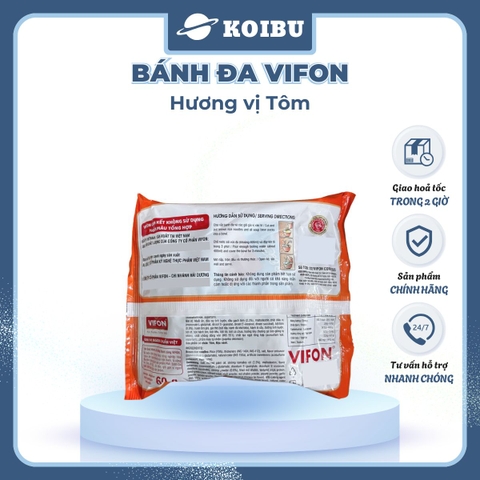 VIFON - Bánh đa Vifon hương vị Tôm, bánh đa tôm Vifon, bánh đa Vifon vị tôm, bánh đa Vifon ăn liền - 60g/gói - 00138