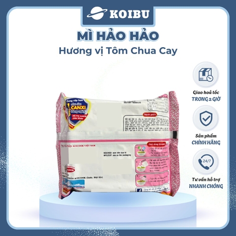 ACECOOK - Mì Hảo Hảo hương vị Tôm chua cay - Mì ăn liền Hảo Hảo tôm chua cay - 75g/gói - 00005