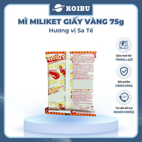 COLUSA - Mì Miliket giấy vàng gói 75g hương vị Sa tế, Mì giấy Miliket sate, Mì gói giấy vàng sa tế Miliket - 75g/gói - 00091