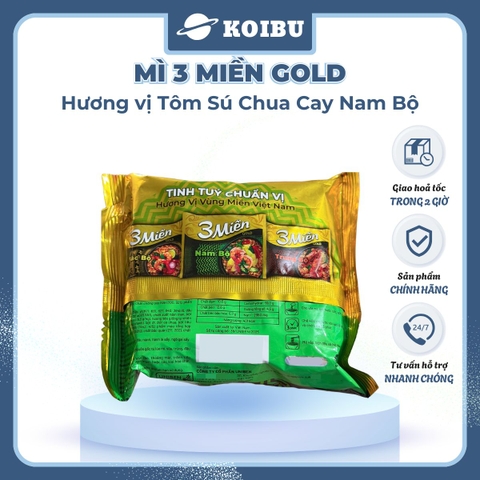 UNIBEN - Mì 3 Miền Gold Tôm sú chua cay Nam bộ, Mì Tôm sú chua cay Nam bộ ăn liền 3 miền Gold - 75g/gói - 00042