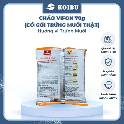 VIFON - Cháo Vifon 70g hương vị Trứng muối (có gói trứng muối thật), Vifon Cháo trứng muối Vifon - 70g/gói - 00157
