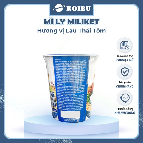 COLUSA - Mì ly Miliket hương vị Lẩu Thái Tôm, Mì Miliket ly Lẩu Thái Tôm, Mì lẩu thái tôm ly Miliket - 65g/ly - 00079