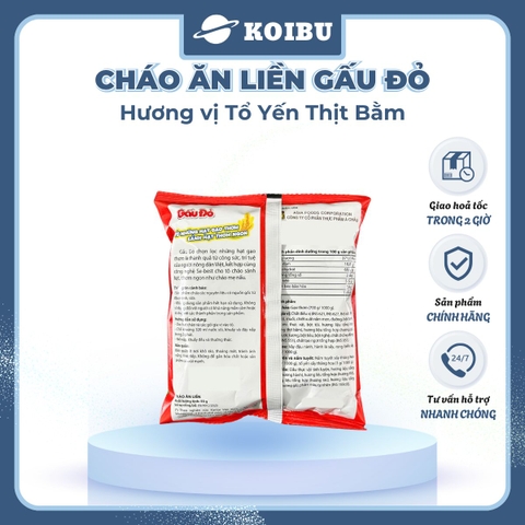 ASIAFOODS - Cháo ăn liền Gấu đỏ hương vị Tổ yến thịt bằm, Cháo tổ yến Gấu đỏ thịt bằm, Cháo yến Gấu Đỏ - 50g/gói - 00341