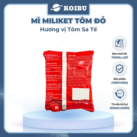 COLUSA - Mì Miliket Tôm Đỏ gói vị Tôm sa tế, Mì tôm sa tế Tôm Đỏ Miliket, Mì giấy Miliket Colusa - 80g/gói - 00093