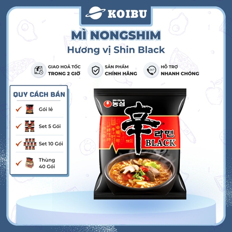 NONGSHIM - Mì Shin Ramyun Black hương vị Cay, Mì Shin Black cay, Mì Shin cay Hàn Quốc ăn liền - 120g/gói - 00061