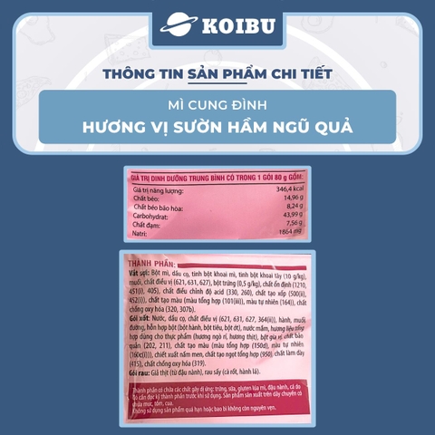 AFOTECH - Mì Cung Đình Sườn hầm ngũ quả, Mì Sườn hầm ngũ quả Cung Đình, Mì khoai tây Cung Đình gói - 80g/gói - 00302