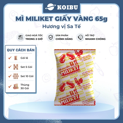 COLUSA - Mì Miliket giấy vàng gói 65g hương vị Sa tế, Mì sa tế gói giấy vàng Miliket, Mì giấy Miliket - 65g/gói - 00843