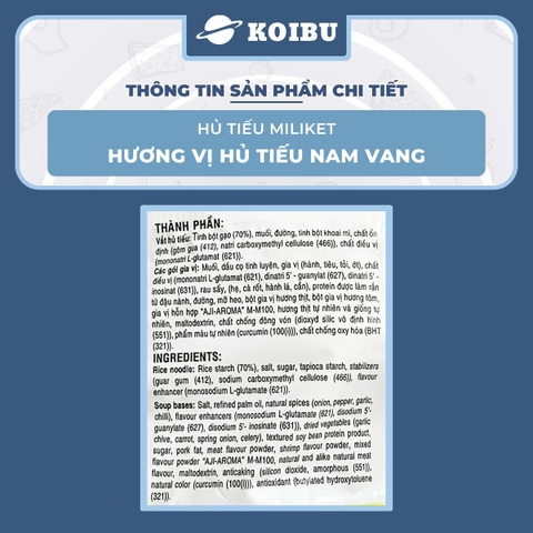 COLUSA - Hủ tiếu Miliket hương vị Nam Vang, Miliket hủ tiếu nam vang, Hủ tíu nam vang Miliket gói - 65g/gói - 00122