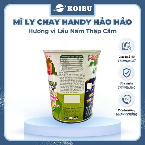 ACECOOK - Mì ly Handy Hảo Hảo hương vị lẩu nấm thập cẩm chay - Mì chay Handy Hảo Hảo lẩu nấm thập cẩm chay - Mì Handy Hảo Hảo ly chay lẩu nấm thập cẩm - Mì ly Hảo Hảo Handy lẩu nấm thập cẩm chay - 66g/ly - 00019